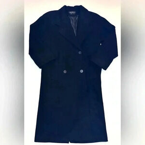 Donny Brook Womens Black 100 % Wool Double Breasted Oversized Long Coat Size- 8